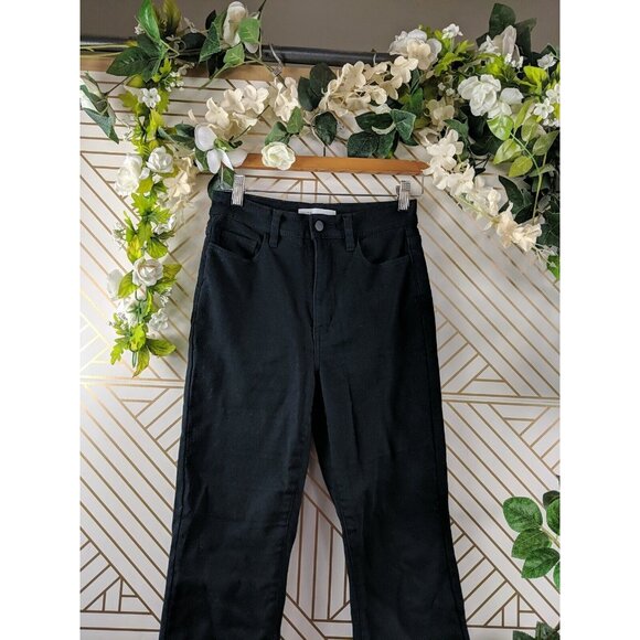 Oak Fort Women's Black High Waisted Jeans Raw Hem Size 25 - Picture 2 of 9